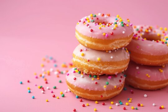 Confectionery as cakes sweets dougnuts Isolated on color background