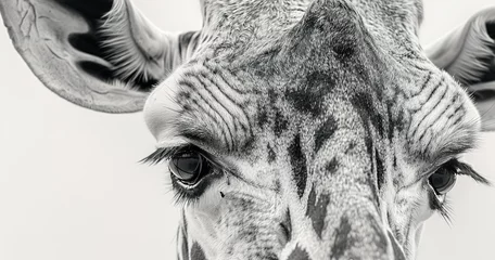 Foto op Aluminium Gentle giraffe face, long lashes, unique patterns on fur, calm demeanor. © Thanthara