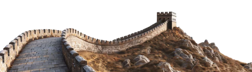 Papier Peint photo Lavable Mur chinois The Great wall China s unique isolated on white background