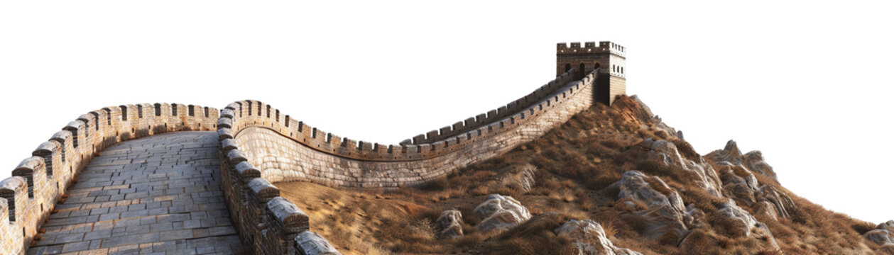 The Great wall China unique isolate on transparent background, cutout, png