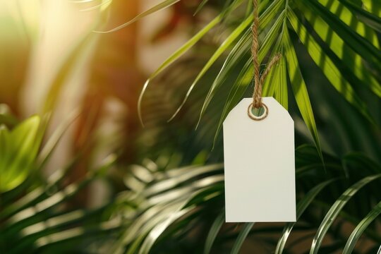 empty tag mockup on a summer background