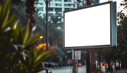 Fototapeta premium Billboard mockup city outdoors, Outdoor city advertising poster on the street for advertisement street city. With clipping path on screen.
