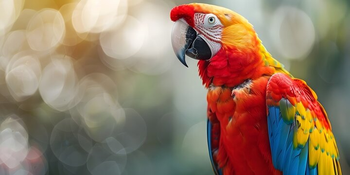 Vibrant Parrot Mimicking Sounds Against Colorful Isolated Background