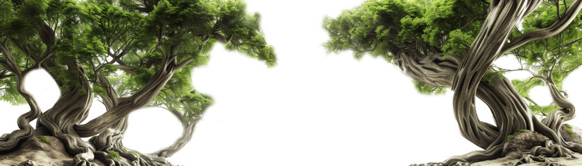 Fototapeta premium Mythical forest where trees whisper ancient secrets to the wind isolate on transparent background, cutout, png