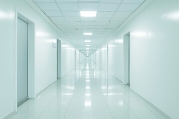 Minimalistic clean hospital corridor without people, nobody