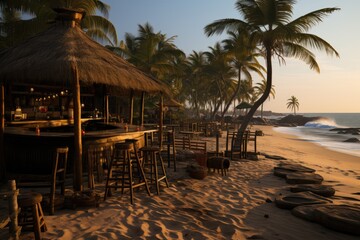 the beach club area full of bungalows made out of bamboos inspiration ideas