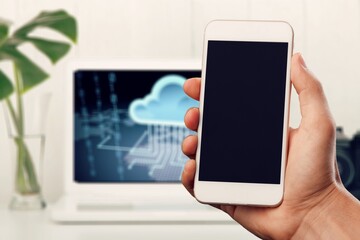 AI concept, blank screen on mobile phone