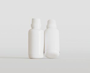 Fototapeta na wymiar White Blank Bottle For Medicine Or Beauty Product on white Background, Copy Space. Empty Space. Minimalism. 3d rendering 