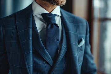 Detail on businessman in luxury modern suit for meeting