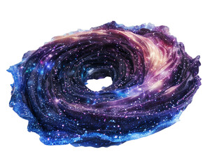 A mesmerizing swirl of vibrant cosmic colors and stars, creating a stunning visual effect of a galaxy on isolated with transparent concept