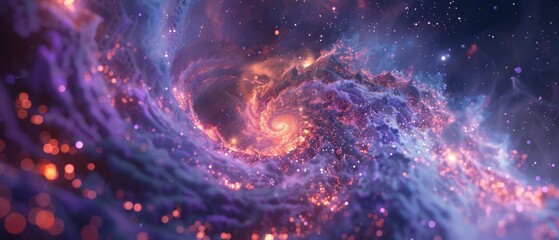 A magical creature, its body a swirling vortex of sparkling energy, travels through time to witness the birth of the universe - obrazy, fototapety, plakaty