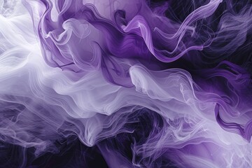 Obraz premium A purple-and-white abstract backdrop features a black base; below it, white and purple swirls unfurl