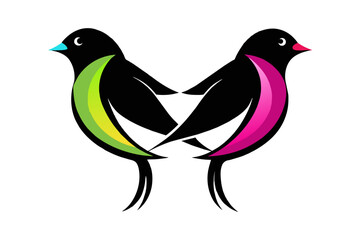 silhouette color image, Etsy bird ,vector illustration,white background 