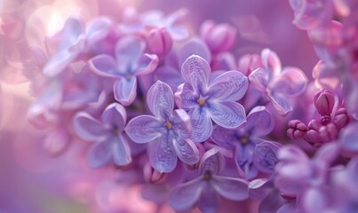Naklejka na ściany i meble A close-up of lilac petals, closeup view, soft focus
