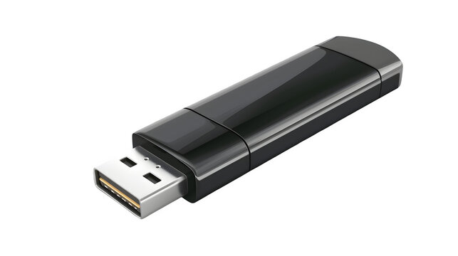 USB Flash Drive PNG: Portable Storage Solution Isolated on White | Transparent Background | Hand Edited Generative AI