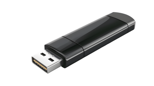 USB Flash Drive PNG: Portable Storage Solution Isolated on White | Transparent Background | Hand Edited Generative AI