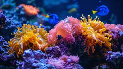 Underwater Coral reef home to vibrant sea creatures