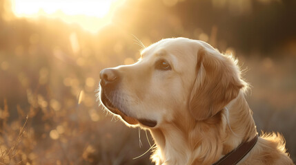 Labrador in Golden Hour Light, Man's Best Friend, Pet Dog Enjoying Sunset