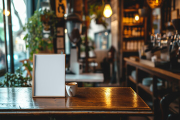 Blank frame mockups in front of a coffee shop  - obrazy, fototapety, plakaty