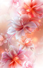  Floral Abstract Background, Elegant Pink Flowers on Soft Background, Blooming Abstraction