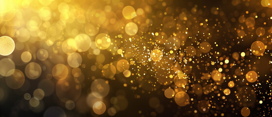 Abstract Dark Gold Bokeh Background, Glimmering Gold, Celebratory Background, Glitter Effect