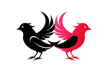  silhouette color image, Evie  bird ,vector illustration,white background 