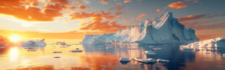Icebergs Floating in Water - obrazy, fototapety, plakaty
