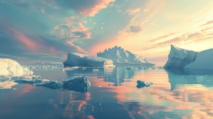 Icebergs Floating on Water - obrazy, fototapety, plakaty