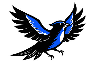  silhouette color image,Bluebell bird ,vector illustration,white background 