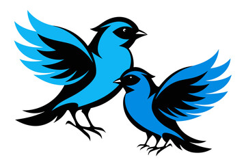  silhouette color image,Bluebell bird ,vector illustration,white background 