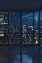 Stunning Night Cityscape From Room Window