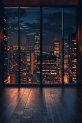 Empty Room With a Night City View