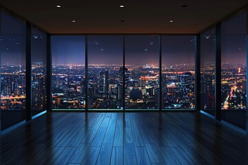 Urban Night View From Empty Room