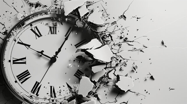 crack of round clock, time brake down.