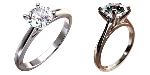 Solitaire diamond ring isolated on a transparent background 

