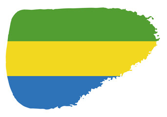 Gabon flag with palette knife paint brush strokes grunge texture design. Grunge brush stroke effect