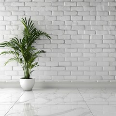 A Potted Plant on White Tiled Floor