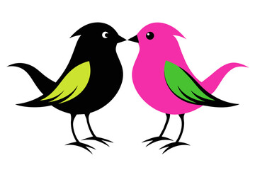  silhouette color image,Chirpy bird ,vector illustration,white background