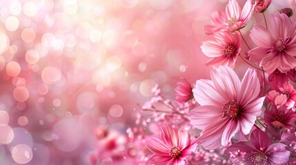 Fototapeta na wymiar Pink flower background with space for text or greeting card design