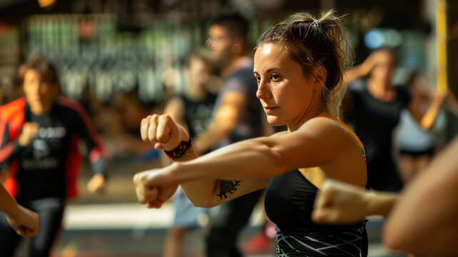 woman training bodycombat,generative ai