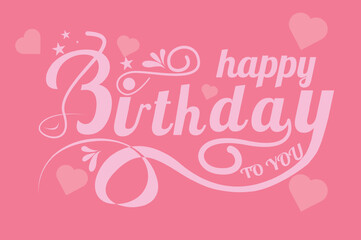 PrintHappy Birthday to you lettering typography poster. Festive hand sketched vector format 