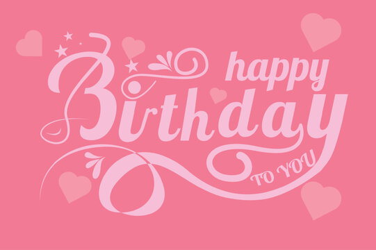 PrintHappy Birthday to you lettering typography poster. Festive hand sketched vector format 