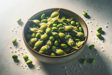 Bowl of Soy Beans, Adamame with sea salt - 773319749