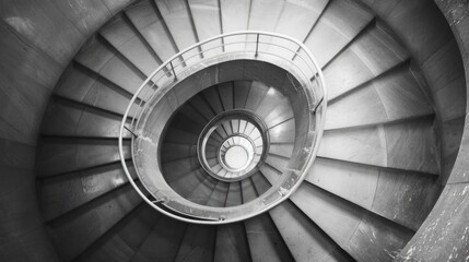 Fototapeta premium Spiral circle Staircase decoration interior - Black and white Filter Processing