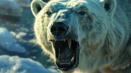 Fototapete Aggressive white polar bear close up © PhotoHunter