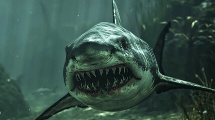 Shark attacking underwater