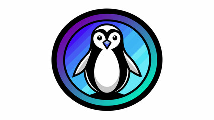 a-picture-of--a-penguin-icon-in-circle-logo vector illustration 