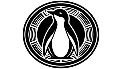 a-picture-of--a-penguin-icon-in-circle-logo vector illustration 