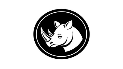a-rhinoceros-icon-in-circle-logo vector illustration 