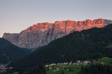 The northern side of Monte Sella at sunset from the Val Gardena area
